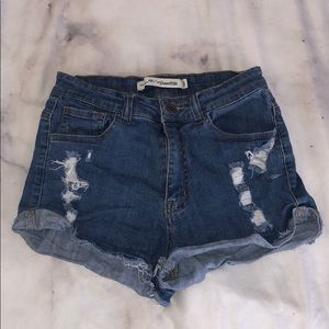 Medium wash stretch jean shorts - Medium